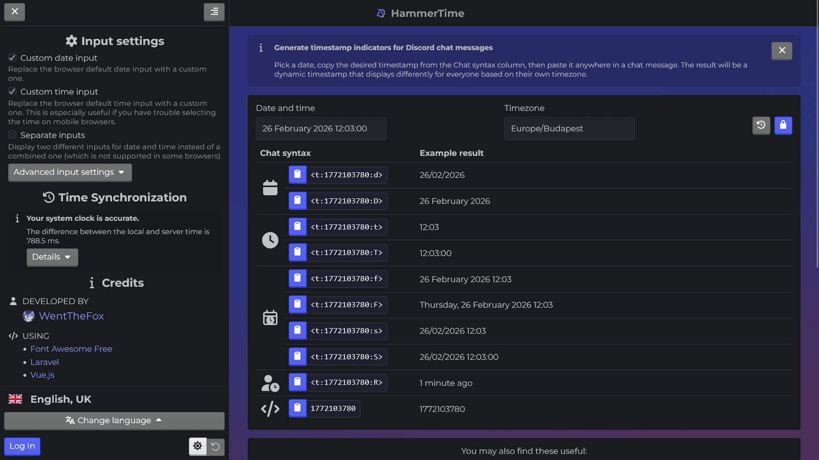 HammerTime Website & Discord Bot